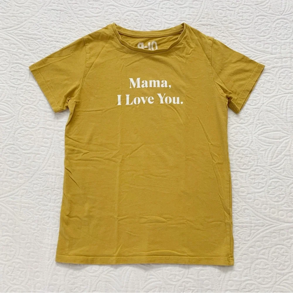 Cotton On Kids' Mama I‎ Love You T-Shirt, Mustard Yellow